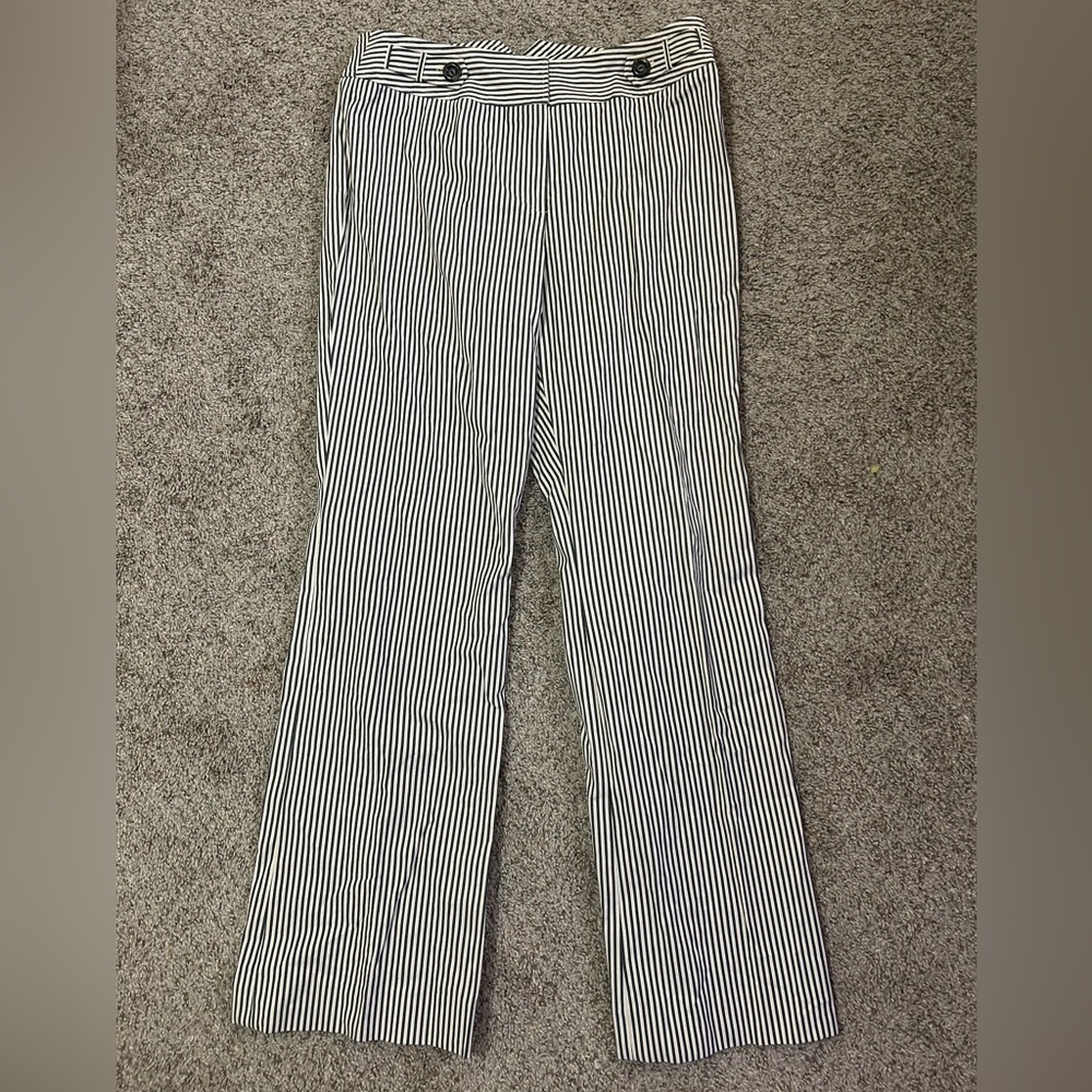 ETCETERA Striped Dress Pant Blue Ivory Work Carlisle Size 12 Business Dress Work